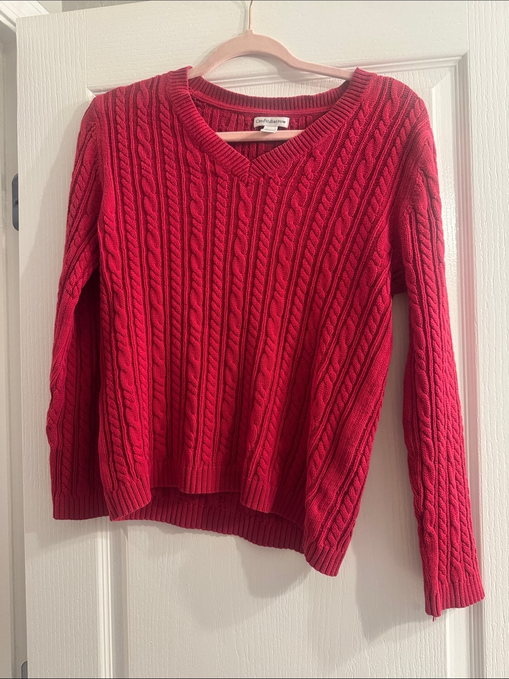 croft & barrow Red Cable V-Neck Sweater
